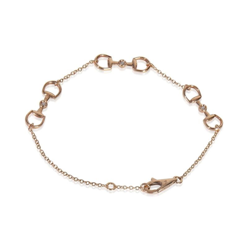 Gucci Rose Gold Diamond Horsebit Chain Link Bracelet - 3