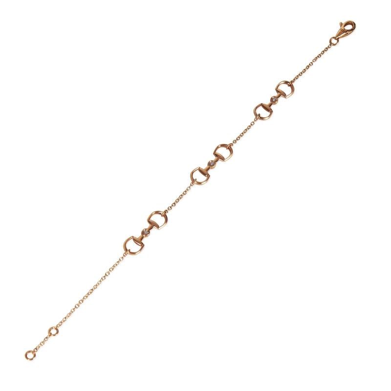 Gucci Rose Gold Diamond Horsebit Chain Link Bracelet - 4