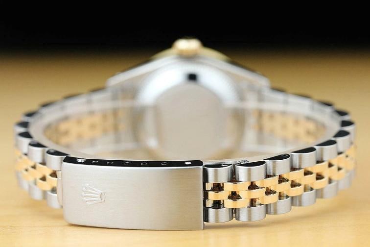 ROLEX LADIES DATEJUST 69173 PINK DIAL 18K YELLOW GOLD DIAMOND RUBY STEEL WATCH - 6