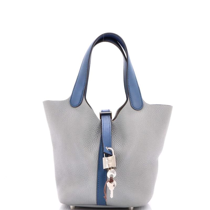Hermes Bicolor Picotin Lock Bag Clemence with Swift PM: Condition: Pre-owned - Good,Brand: Hermes,Exterior Material: Leather,Style: Totes,Exterior Color: Gray,Department: Women,Size: Pm,Accessories: Keys, Lock Condition: Good. Exterior: repainted base