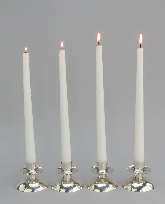 Handsome Set 4 VTG German 800 Silver Hand Hammered E. Bode Low Candlesticks (1 of 7)