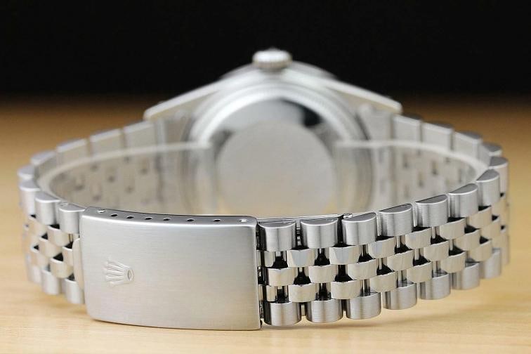 MENS ROLEX DATEJUST MOTHER OF PEARL SAPPHIRE DIAMOND 18K WHITE GOLD SS WATCH - 6