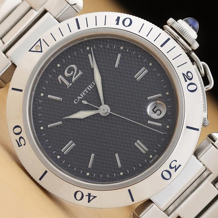 CARTIER PASHA MENS W3101755 38MM GUILLOCHE GRAY DIAL STAINLESS STEEL WATCH: Condition: Pre-owned - Good,Brand: CARTIER,Department: Mens,Movement: Mechanical (Automatic),Display: Analog,Band Material: Stainless Steel,Style: Dress/Formal, Luxury, Luxury: Dress Styles,Watch