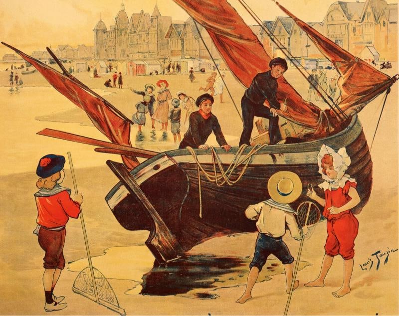 Original Travel Poste, Tauzin, Berck Beach, Fishing, Hunting, Sailboat, 1905 - 4