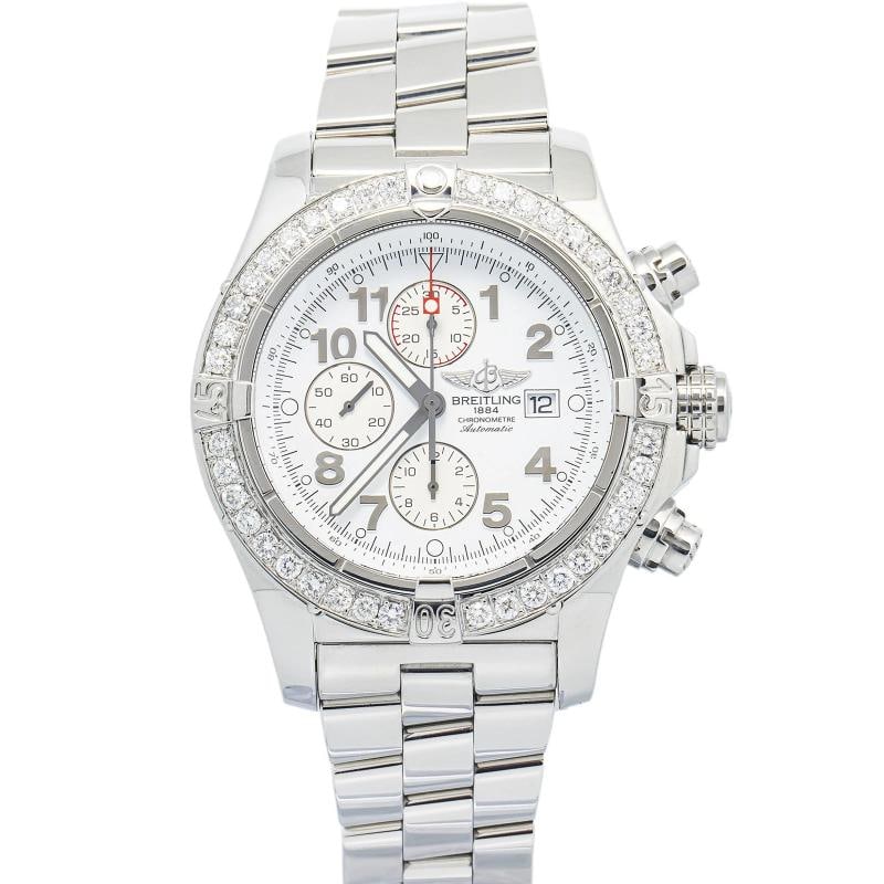 Breitling Chronometre 2476836 2008 Paper SS White Dial Auto Men's Watch 44mm: Case Size 44mm Wrist Fit 8 inches Box No Papers Yes (2008) Condition Ã¢â‚¬â€ Used - Like New Full Specifications Brand Breitling Serial # A13xxx Gender Men B
