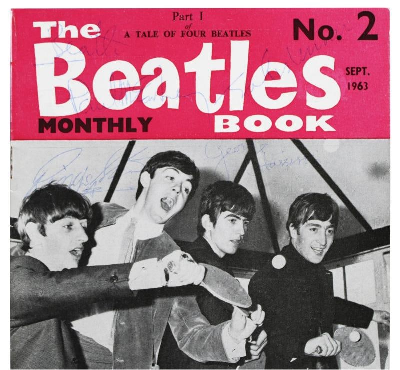 THE BEATLES: Lennon, Harrison, Starr, McCartney Signed Magazine JSA - 2