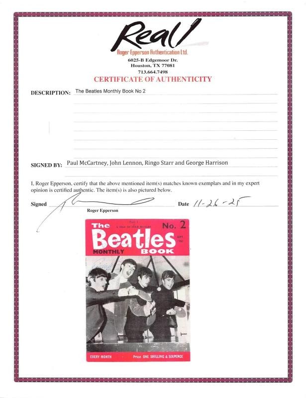 THE BEATLES: Lennon, Harrison, Starr, McCartney Signed Magazine JSA - 4