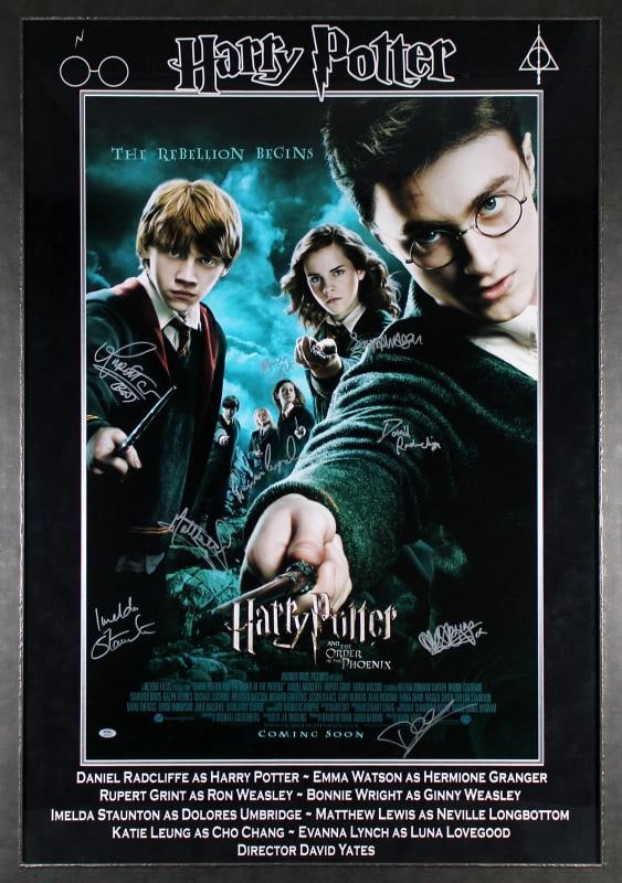Harry Potter (9) Watson, Radcliffe, Grint +6 Signed & Framed 27x40 Poster PSA (1 of 5)