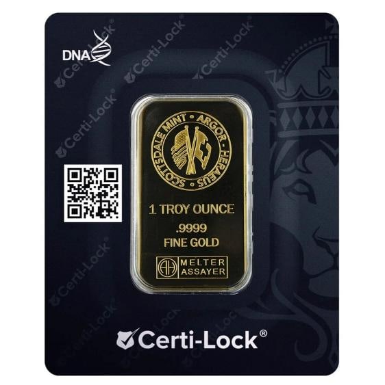 1 oz .9999 Gold Bar by Scottsdale Mint in Certi-LOCK COA #A389 - 3