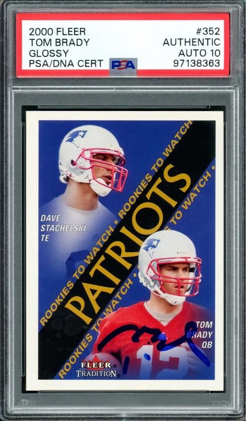 Tom Brady Signed 2000 Fleer Glossy RC 352 Patriots Auto GM 10 PSA/DNA (1 of 2)
