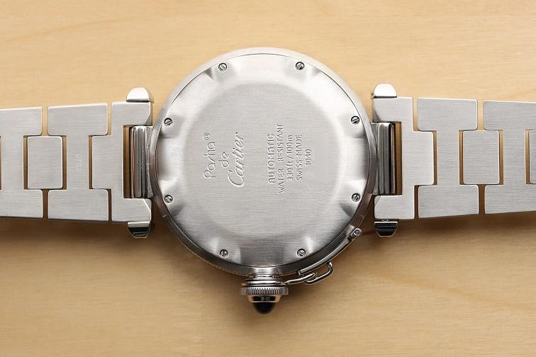 CARTIER PASHA MENS W3101755 38MM GUILLOCHE GRAY DIAL STAINLESS STEEL WATCH - 12