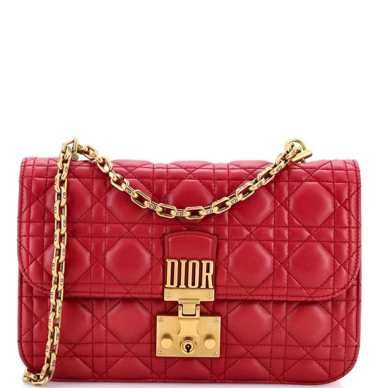 Christian Dior Dioraddict Flap Bag Cannage Quilt Lambskin Medium: Measurements: Handle Drop 11", Height 6", Width 9.5", Depth 2.5", Strap Drop 20.5" . Condition: Pre-owned - Good,Brand: Christian Dior,Exterior Material: Leather,Style: Shoulder Bags,Exterior Color: R