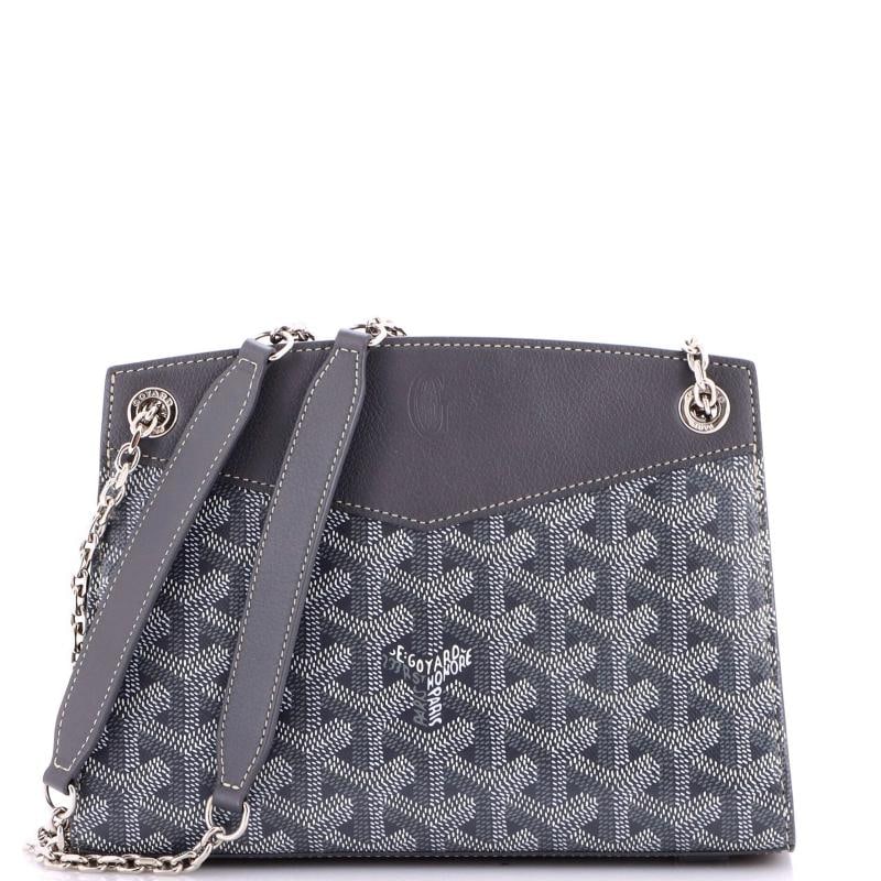 Goyard Structured Rouette Chain Shoulder Bag Coated Canvas Mini: Accessories: Dust Bag Measurements: Height 6", Width 8.5", Depth 2.5", Strap Drop 11-21". Condition: Pre-owned - Good,Brand: Goyard,Exterior Material: Canvas Coated, Leather,Style: Shoulder