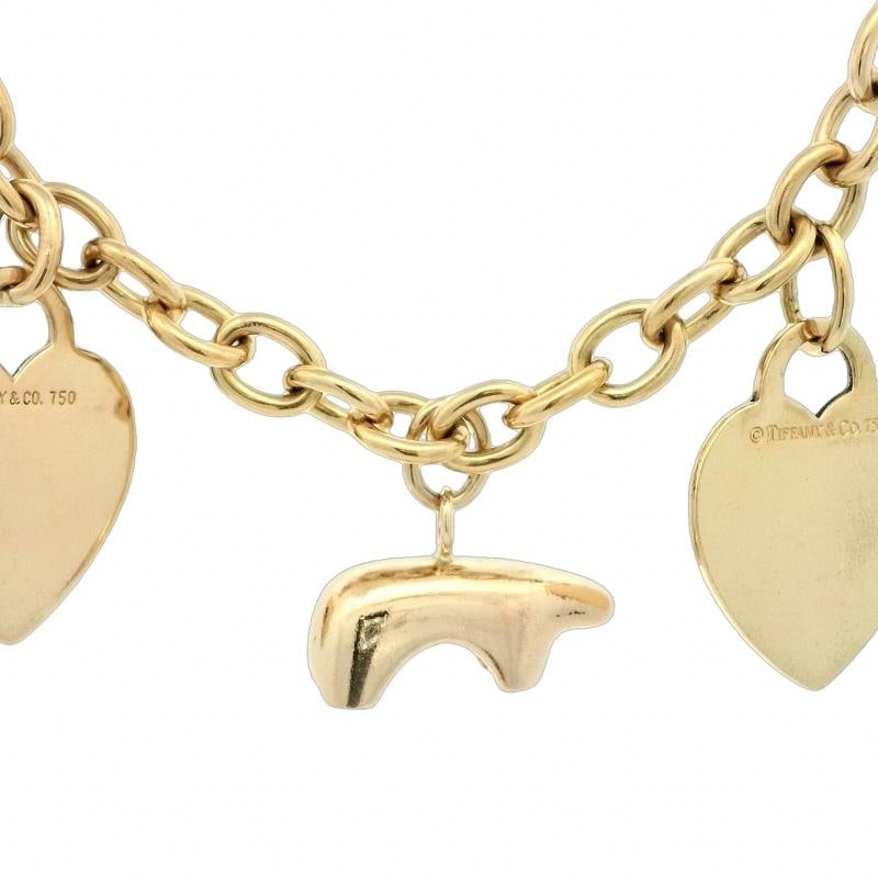 Vintage Tiffany & Co Heart Charm Bracelet In 18K Yellow Gold - 2