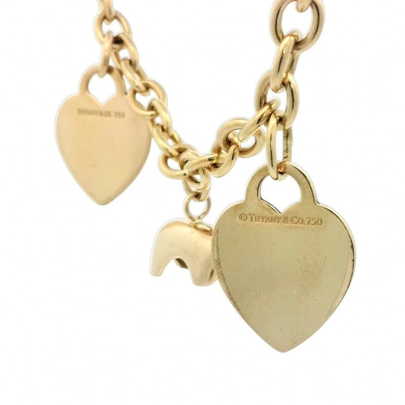 Vintage Tiffany & Co Heart Charm Bracelet In 18K Yellow Gold - 3