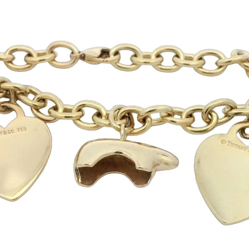 Vintage Tiffany & Co Heart Charm Bracelet In 18K Yellow Gold - 4