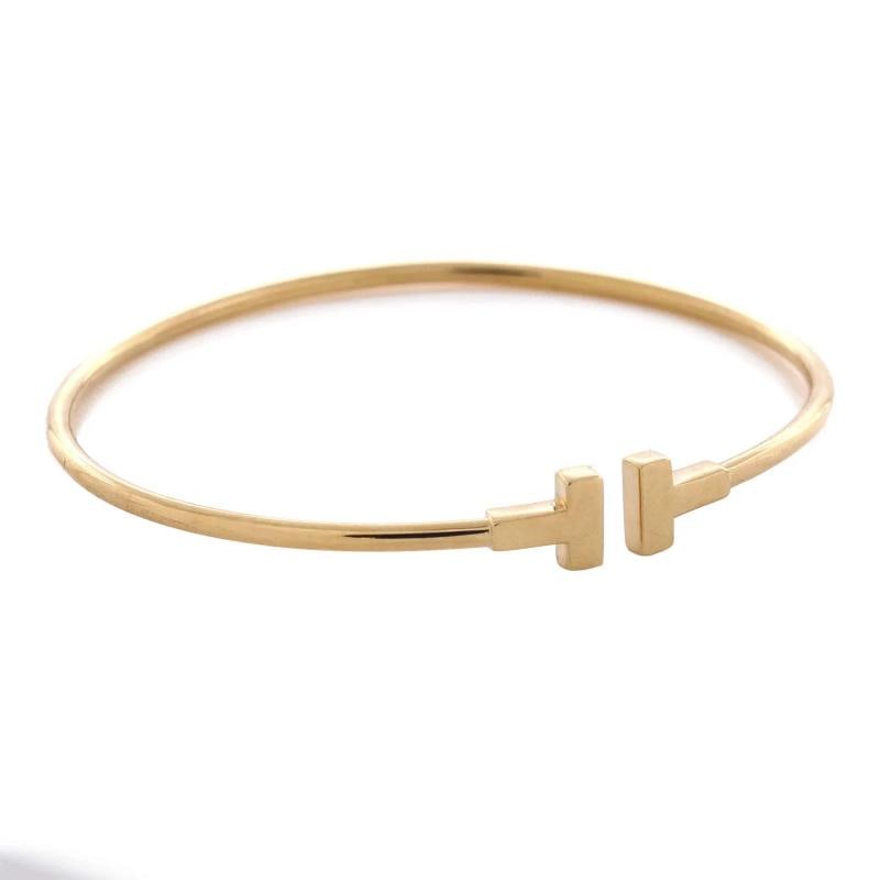 Tiffany & Co. T Wire Bracelet 18K Yellow Gold Narrow - 2
