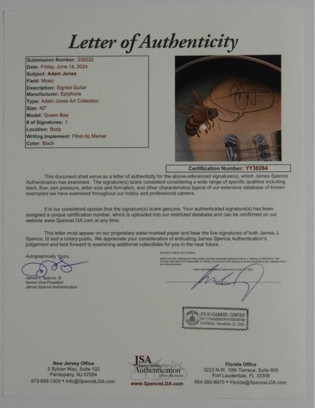 Adam Jones Signed Epiphone Les Paul Mark Ryden - Queen Bee Edition Guitar With Case (JSA LOA) - 14