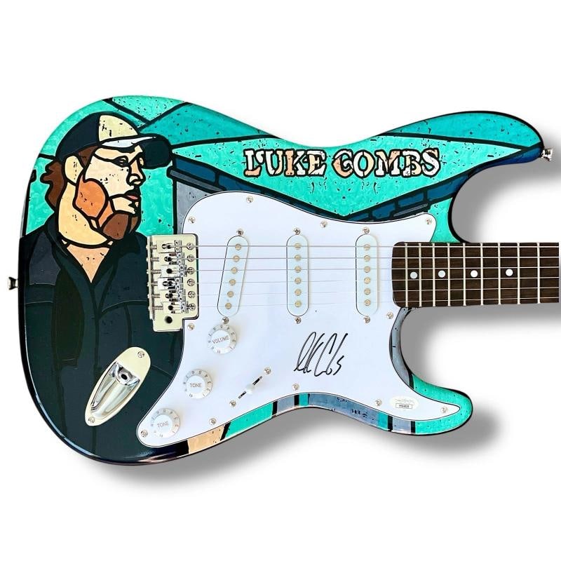 LUKE COMBS Signed Custom Guitar (JSA LOA): . Industry: Music,Signed: Yes,Autograph Authentication: James Spence (JSA),Object Type: Guitar & Guitar Pick,Original/Reproduction: Original,Country of Origin: United States