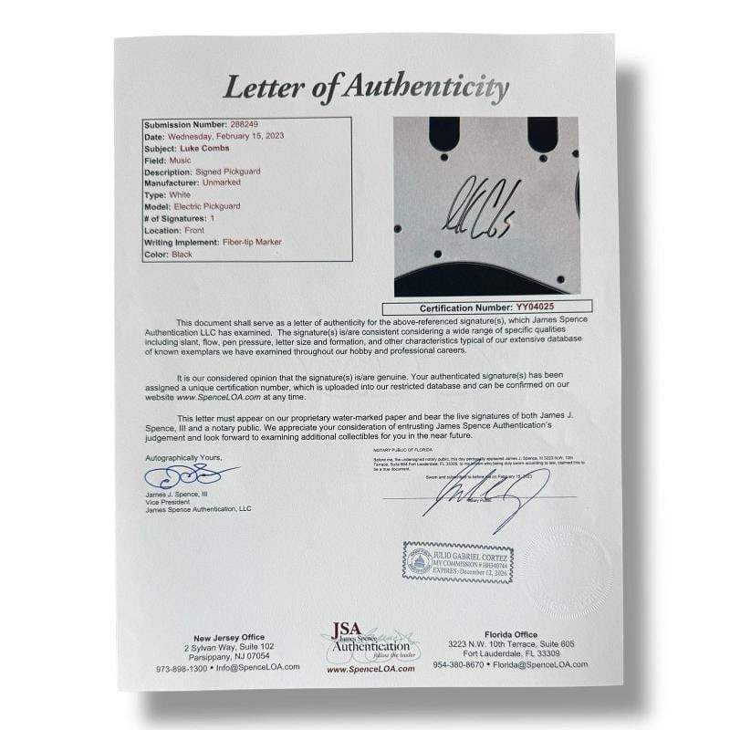 LUKE COMBS Signed Custom Guitar (JSA LOA) - 3