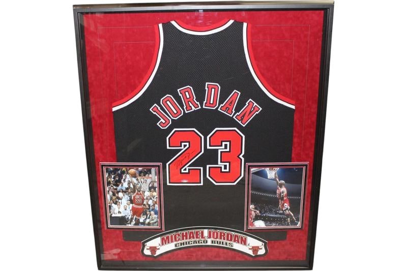 Michael Jordan Autographed Chicago Bulls Framed Black Jersey Upper Deck (1 of 3)