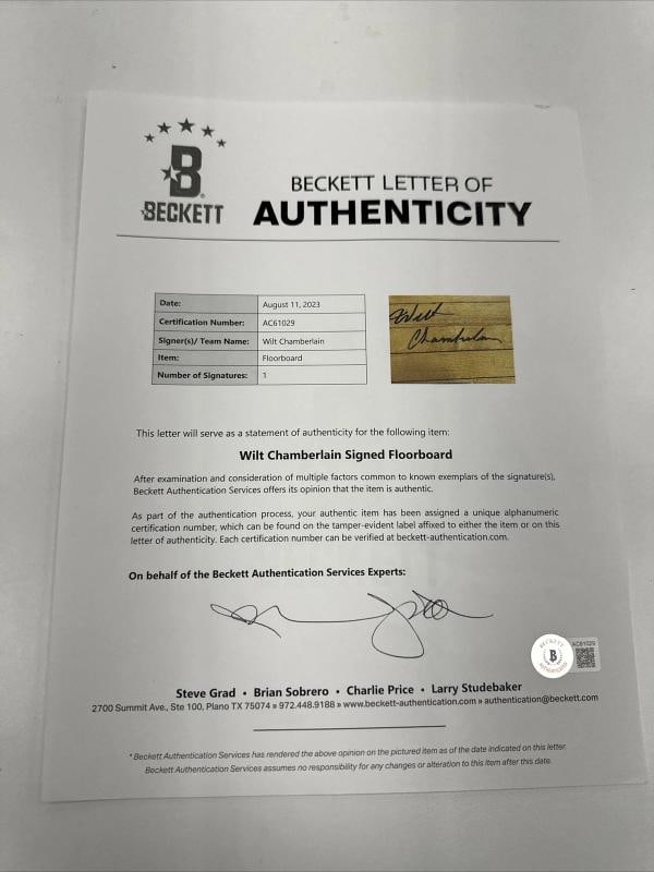 Wilt Chamberlain Signed Original Lakers Forum Basketball Court Floor Beckett COA - 3