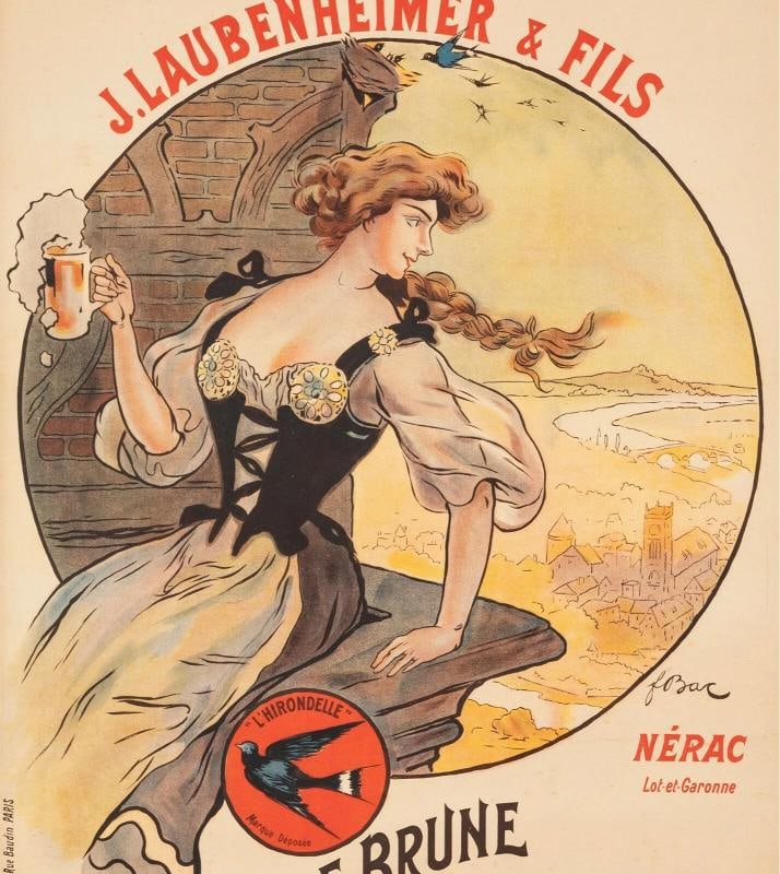 Original Vintage Poster - F. Bac - Laubenheimer Brewery - Beer - Swallow - 1908 - 2