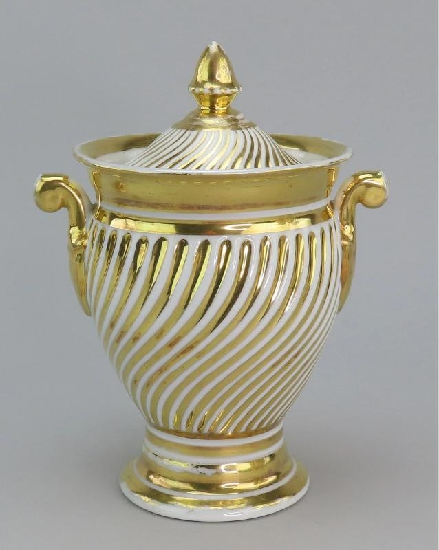 Excellent c1820s 22pc French Gilt Swirl Tea Set Cups Saucers More - 5