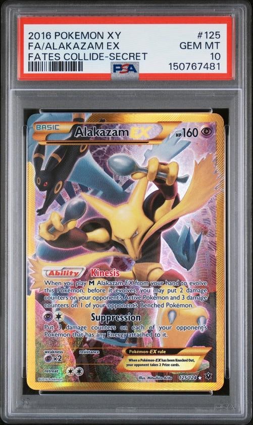 2016 POKEMON XY FATES COLLIDE SECRET #125 FULL ART/ALAKAZAM EX PSA 10 (1 of 2)