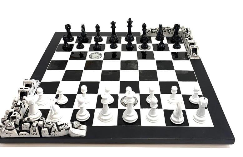 RARE~ CHARLES FAZZINO CHESS BOARD~SIGNED~(26" x 26") (1 of 4)