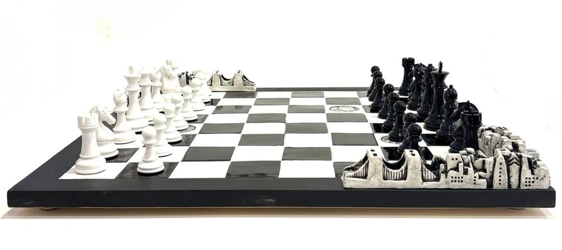 RARE~ CHARLES FAZZINO CHESS BOARD~SIGNED~(26" x 26") - 2