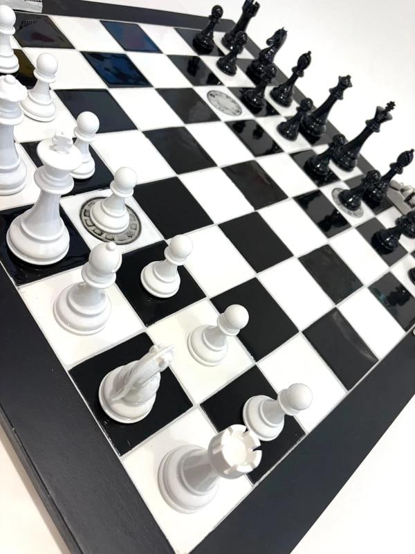 RARE~ CHARLES FAZZINO CHESS BOARD~SIGNED~(26" x 26") - 3