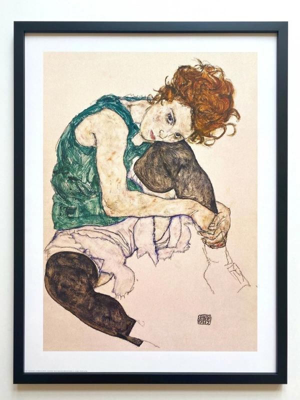 EGON SCHIELE RARE 1998 LITHOGRAPH PRINT FRAMED POSTER "LA FEMME L'ARTISTE" 1917 (1 of 12)