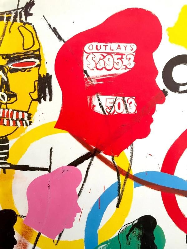 JEAN MICHEL BASQUIAT & ANDY WARHOL LITHOGRAPH PRINT EXBTN POSTER "OLYMPICS" 1984~(23" W X 33" H) - 5