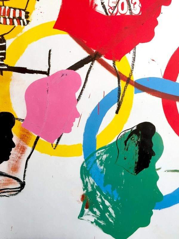 JEAN MICHEL BASQUIAT & ANDY WARHOL LITHOGRAPH PRINT EXBTN POSTER "OLYMPICS" 1984~(23" W X 33" H) - 7