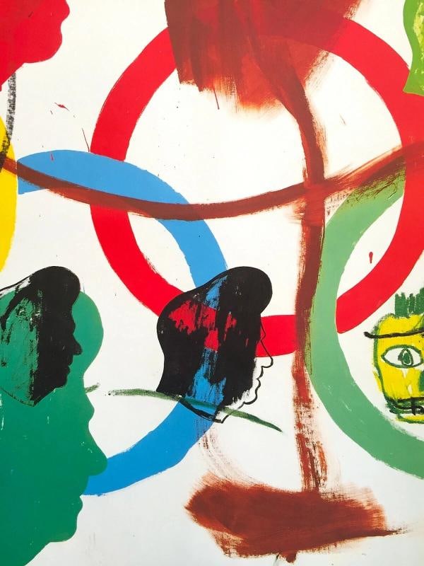 JEAN MICHEL BASQUIAT & ANDY WARHOL LITHOGRAPH PRINT EXBTN POSTER "OLYMPICS" 1984~(23" W X 33" H) - 8