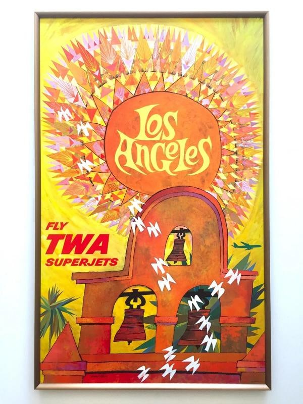 DAVID KLEIN RARE VTG 1959 TWA LOS ANGELES FRAMED LITHOGRAPH PRINT TRAVEL POSTER~(25 1/4" W X 40 1... (1 of 12)