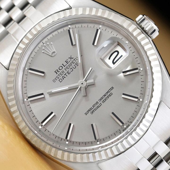 ROLEX MENS DATEJUST GRAY DIAL 18K GOLD STAINLESS STEEL WATCH w/ JUBILEE BRACELET (1 of 9)