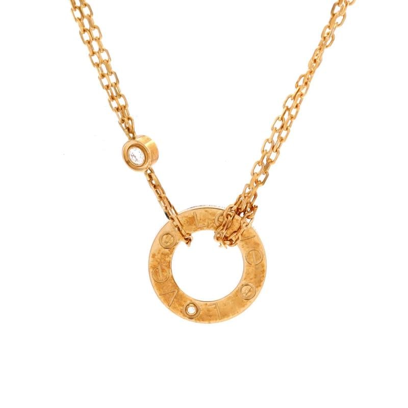 Cartier 2 Diamonds Love Pendant Necklace 18K Yellow Gold and Diamonds (1 of 4)