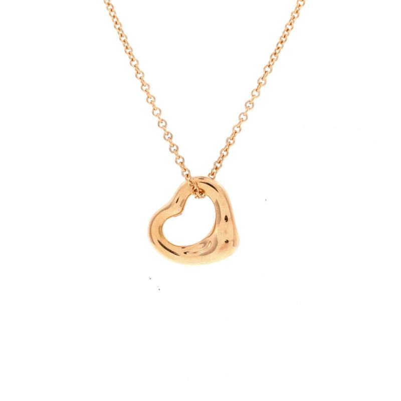 Tiffany & Co. Elsa Peretti Open Heart Pendant Necklace 18K Rose Gold 11mm (1 of 4)