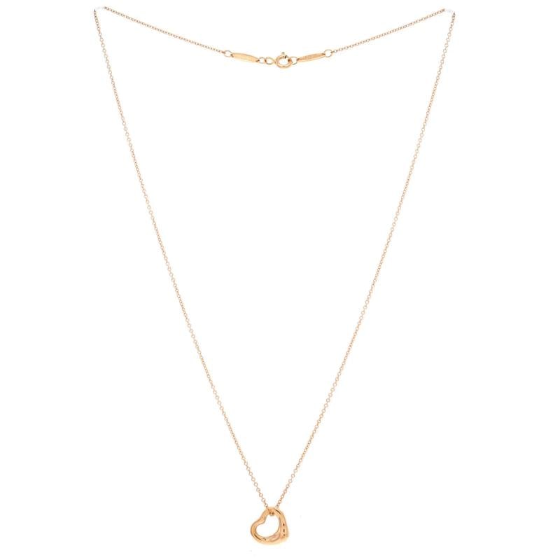 Tiffany & Co. Elsa Peretti Open Heart Pendant Necklace 18K Rose Gold 11mm - 3