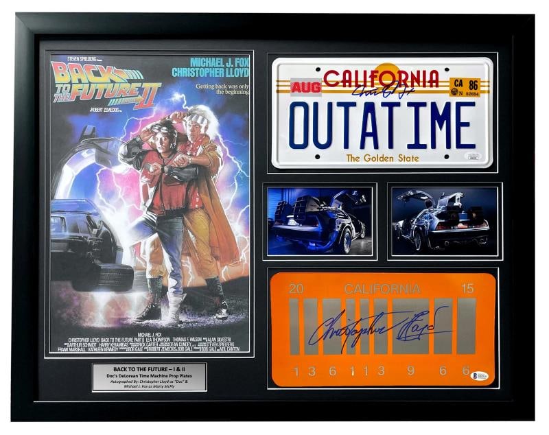 Back to Future Michael J. Fox Christopher Lloyd Signed Plate Collage Framed JSA (1 of 3)