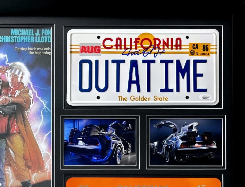 Back to Future Michael J. Fox Christopher Lloyd Signed Plate Collage Framed JSA - 2