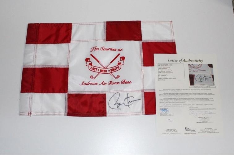PRESIDENT BARACK OBAMA SIGNED ANDREWS AIR FORCE BASE FLAG JSA A PROMISED LAND 44 (1 of 6)
