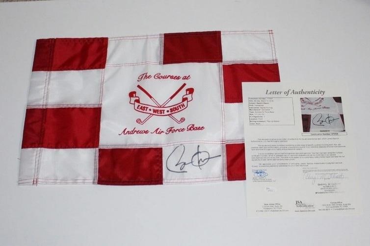 PRESIDENT BARACK OBAMA SIGNED ANDREWS AIR FORCE BASE FLAG JSA A PROMISED LAND 44 - 2
