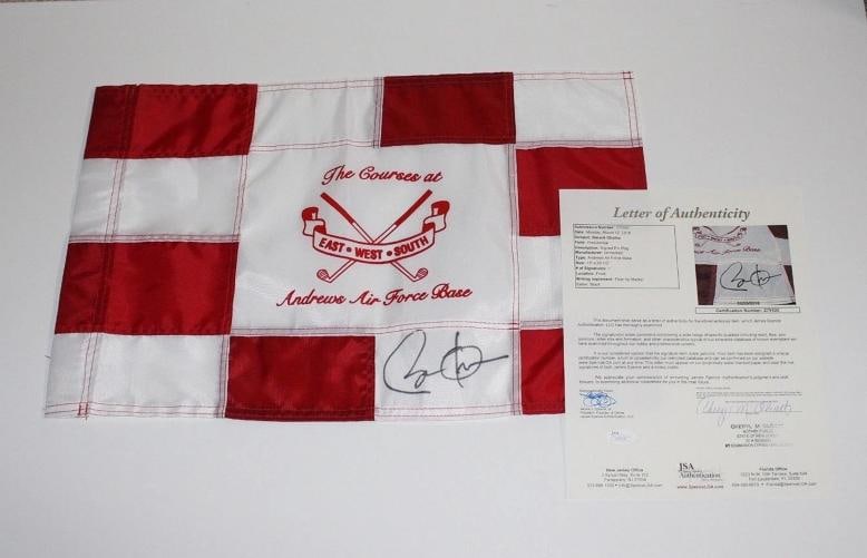 PRESIDENT BARACK OBAMA SIGNED ANDREWS AIR FORCE BASE FLAG JSA A PROMISED LAND 44 - 3