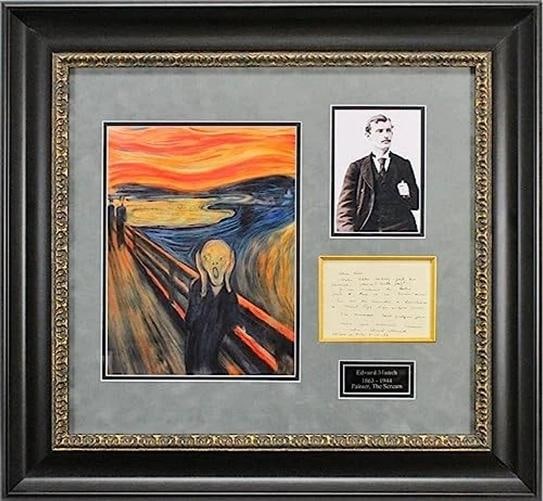 Edvard Munch Authentic Signed & Framed 4x5.5 Letter The Scream Display BAS - 5