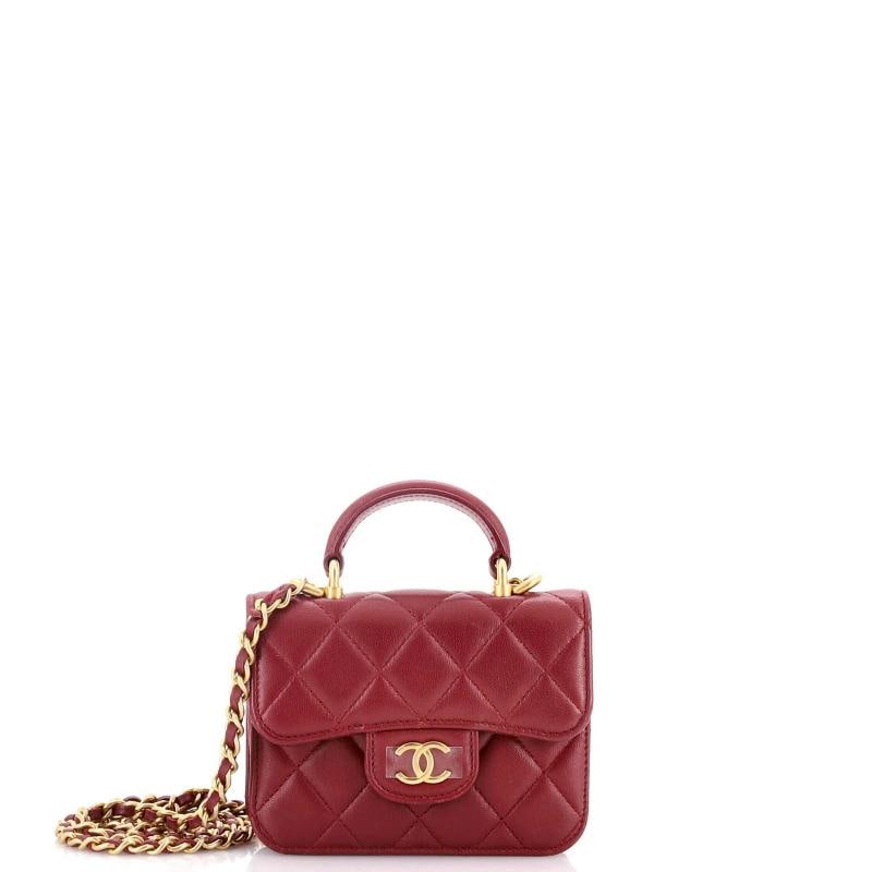 Chanel Top Handle Flap Coin Purse with Chain Quilted Lambskin (1 of 5)