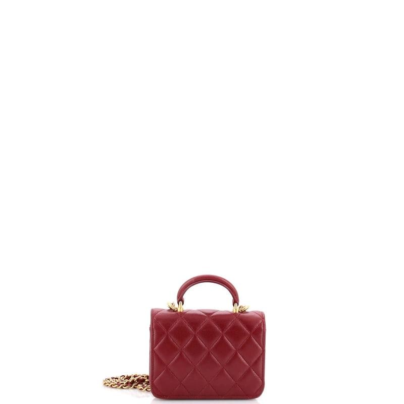 Chanel Top Handle Flap Coin Purse with Chain Quilted Lambskin - 3