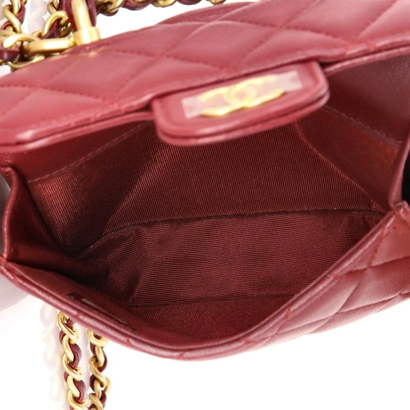 Chanel Top Handle Flap Coin Purse with Chain Quilted Lambskin - 5